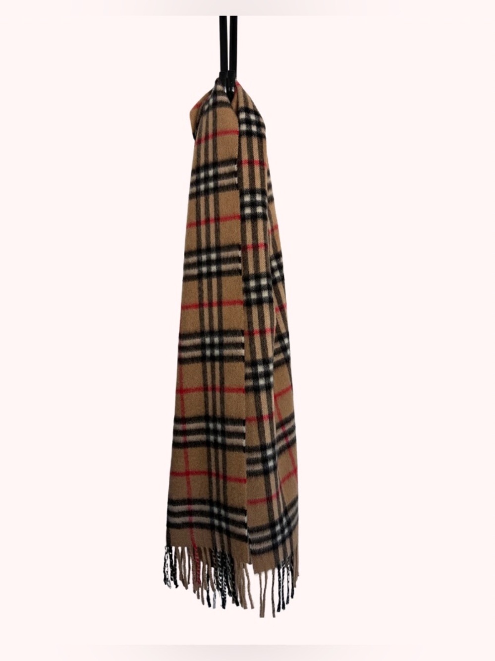 Vintage Burberry Cashmere Nova Check 100% Scarf Made in England Camel - Picture 3 of 8